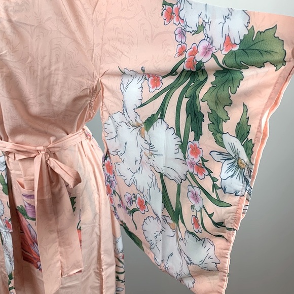 Bohemian Long Floral Peacock Kimono Duster Robe - Picture 9 of 12